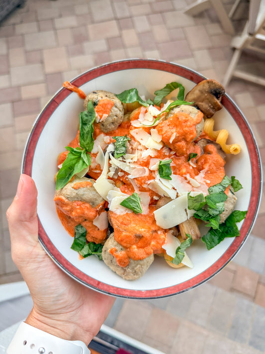Boursin Cavatappi with Meatballs